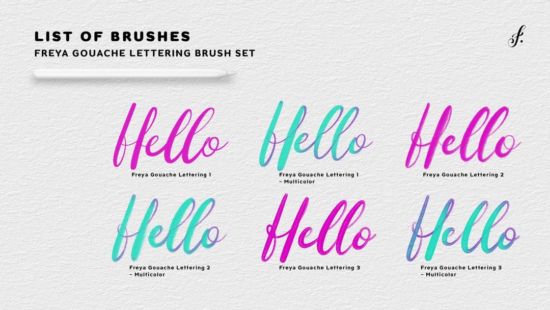 Procreate Lettering Brushes Freya's Artistic Calligraphy set